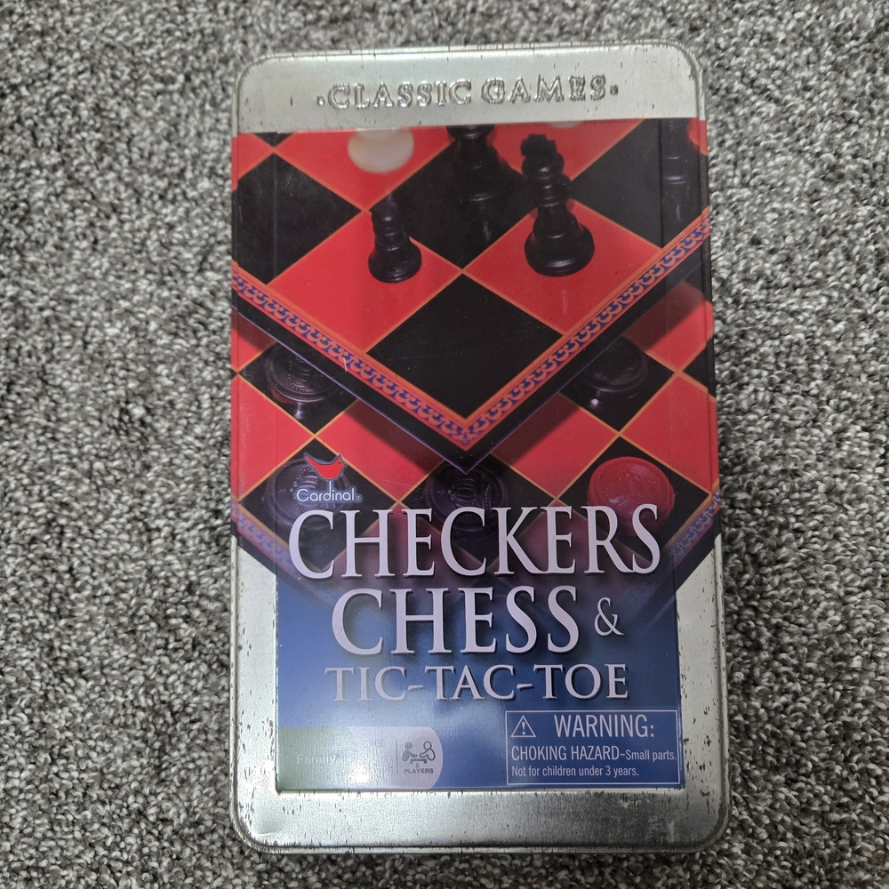 Cardinal Classic Games Checkers, Chess & Tic-Tac-Toe Set - Red and Black